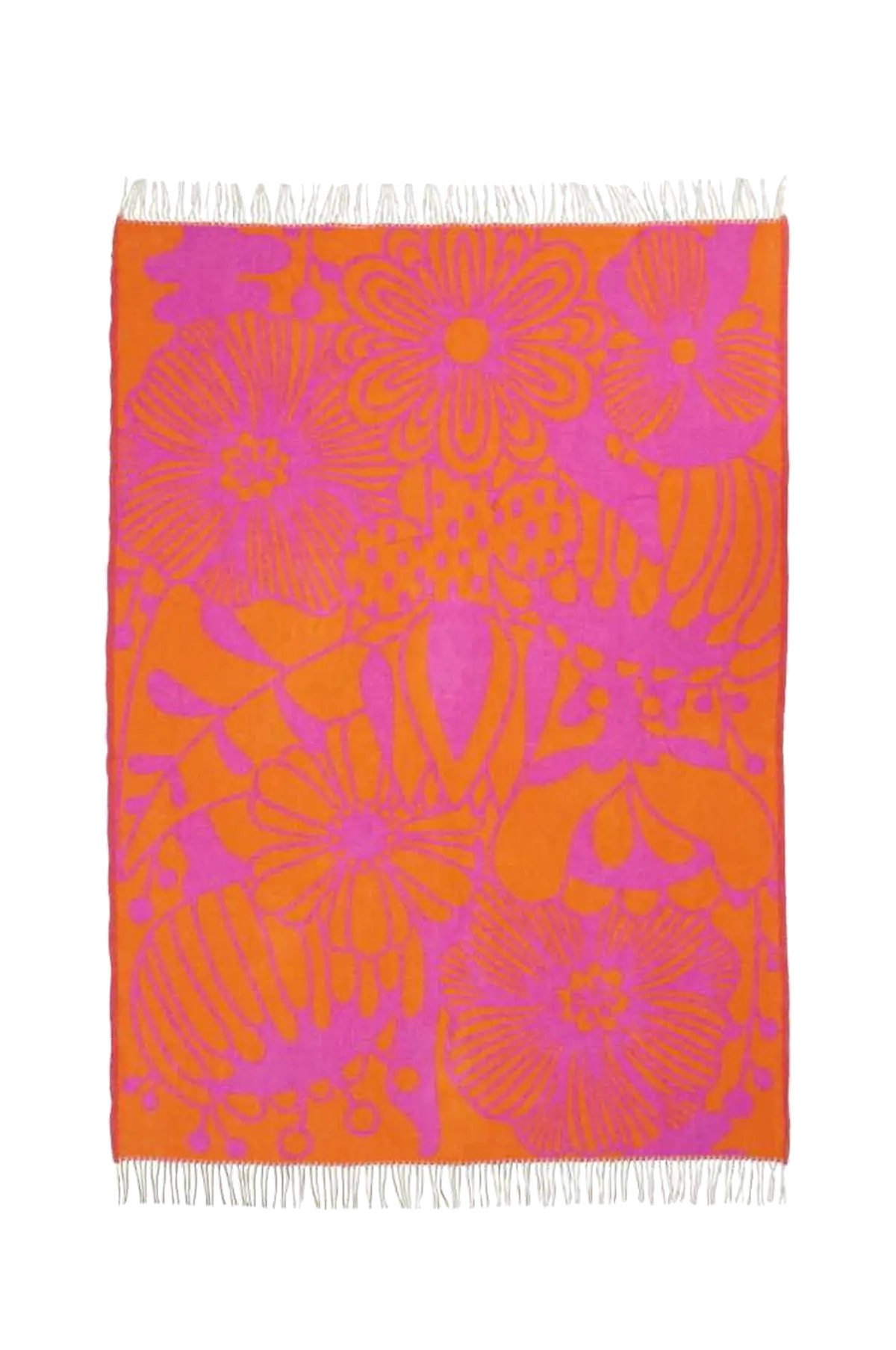 Pledd Blomranka Cerise/oransje