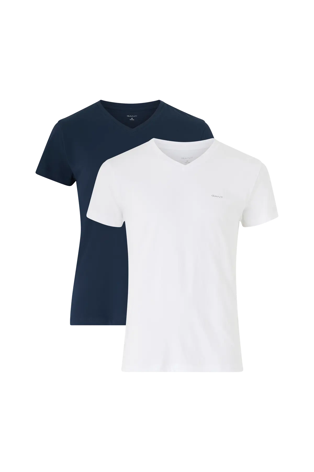 T-skjorte V-neck 2-pakning Navy / White