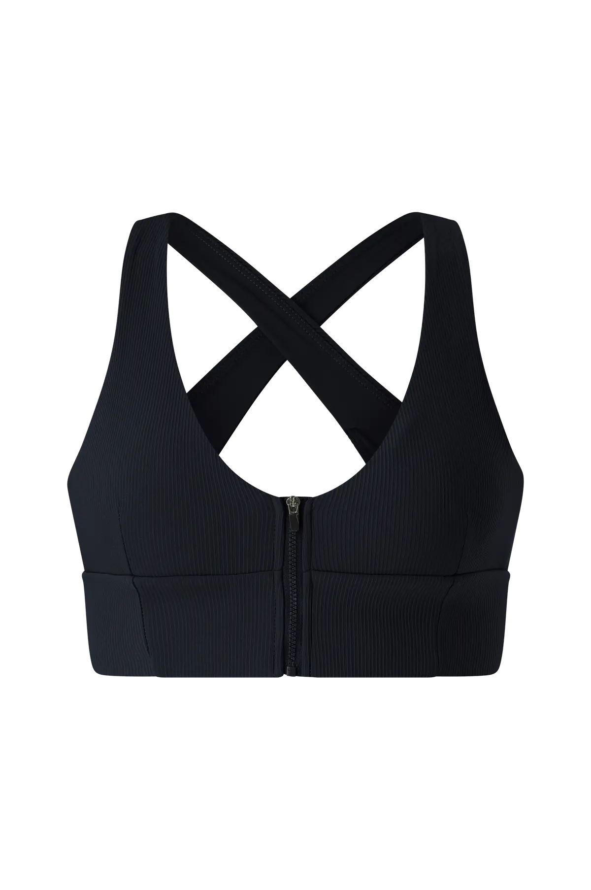 Sports-BH Ribbed Performance Zipped Black