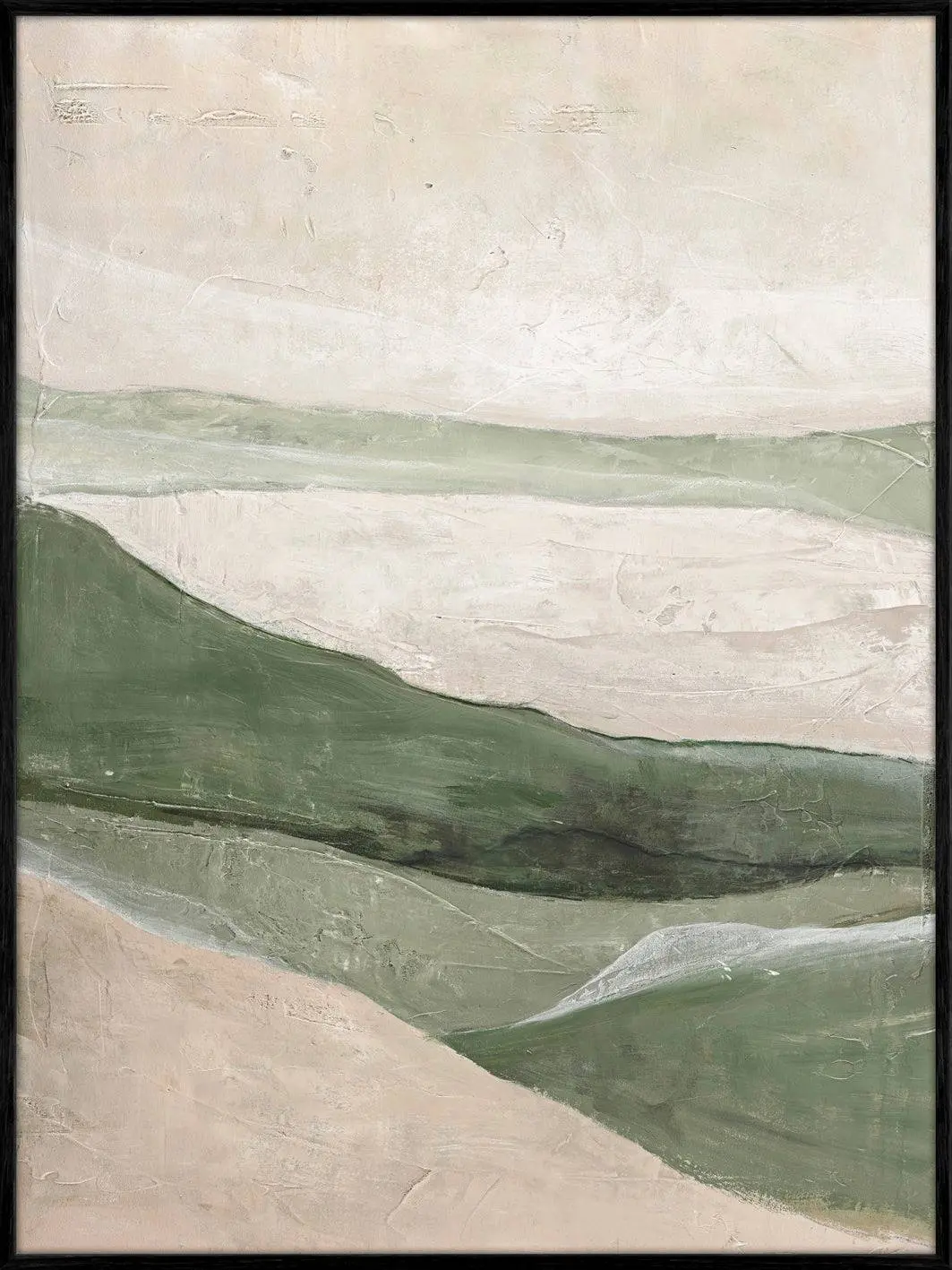 Design Painting / Green Field / 90x120 Cm / Svart ramme