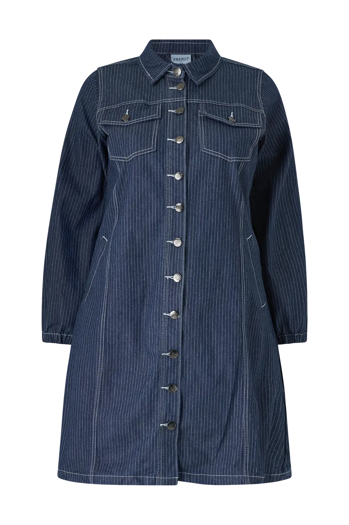 Denimkjole Exie 677 Pinstripe Dark Blue Wash