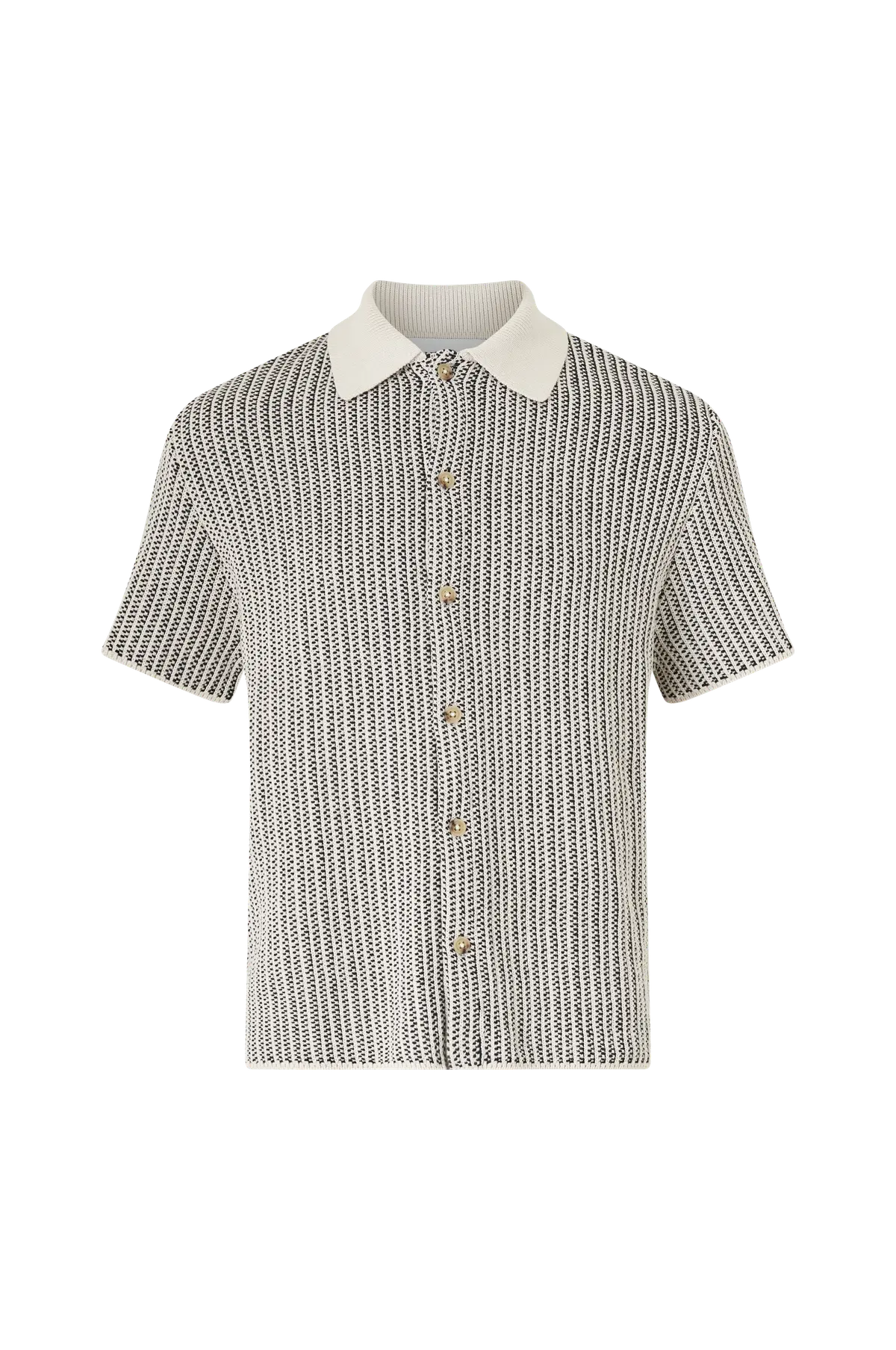 Skjorte Easton Knitted SS Shirt Ivory/black