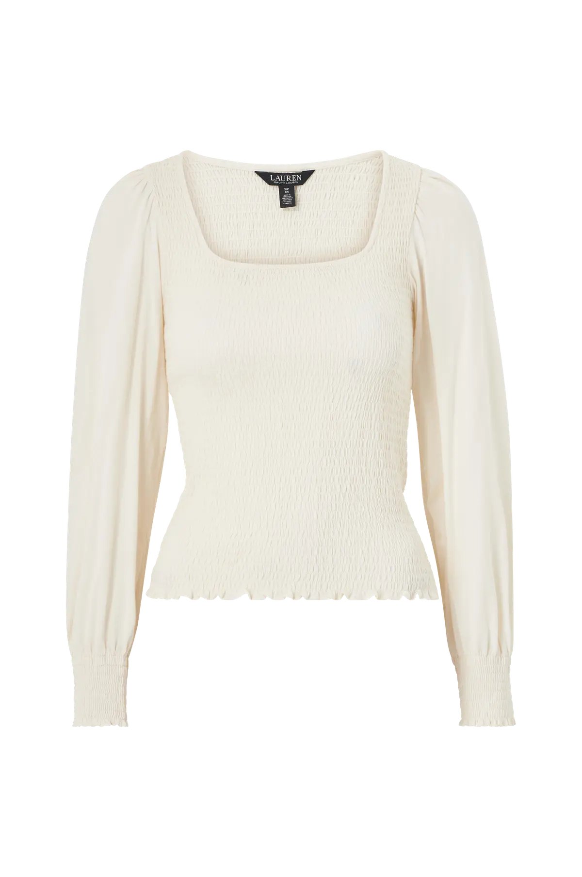 Topp Rfnd Ctn Jrsy Smock-lsl-plo Mascarpone cream