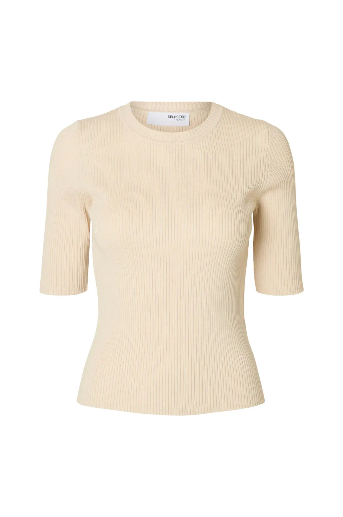Topp slfMali 2/4 Knit O-neck Birch
