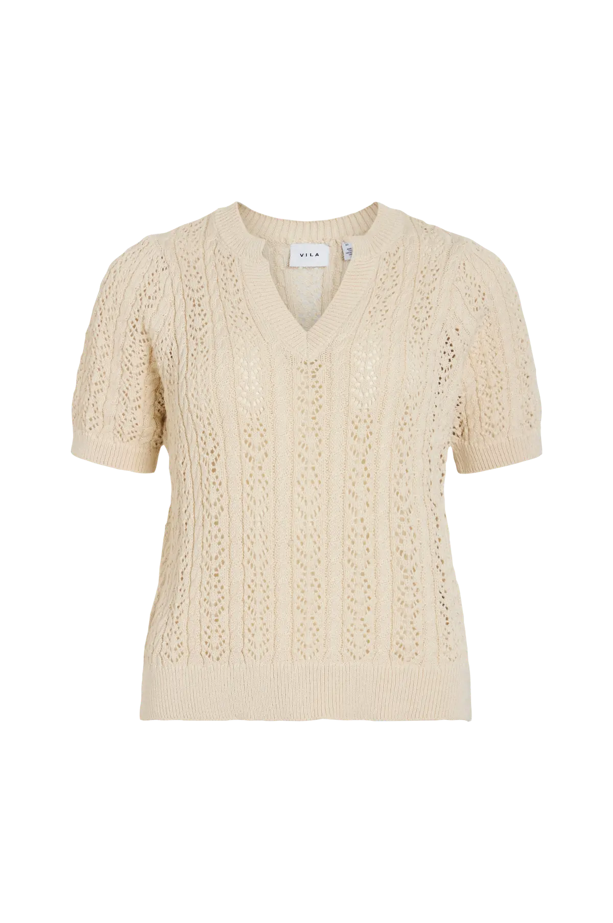Topp viToto New S/S Cable Knit Top Birch