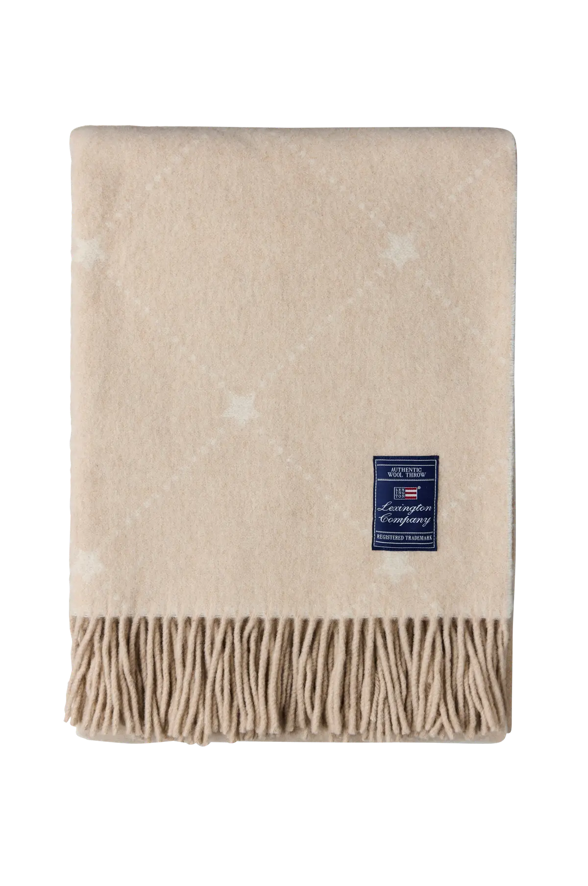 Signaturpledd i resirkulert ull med stjerne Beige/hvit
