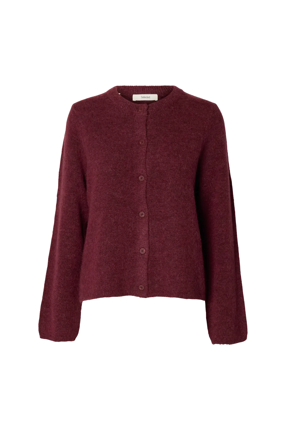 Kofte slfLulu New LS Knit Cardigan Tawny port