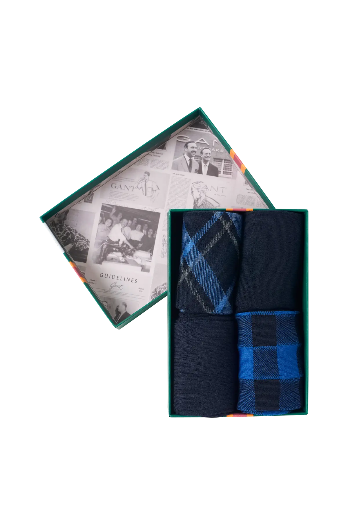 Check And Solid Socks 4-Pack Gb Marine