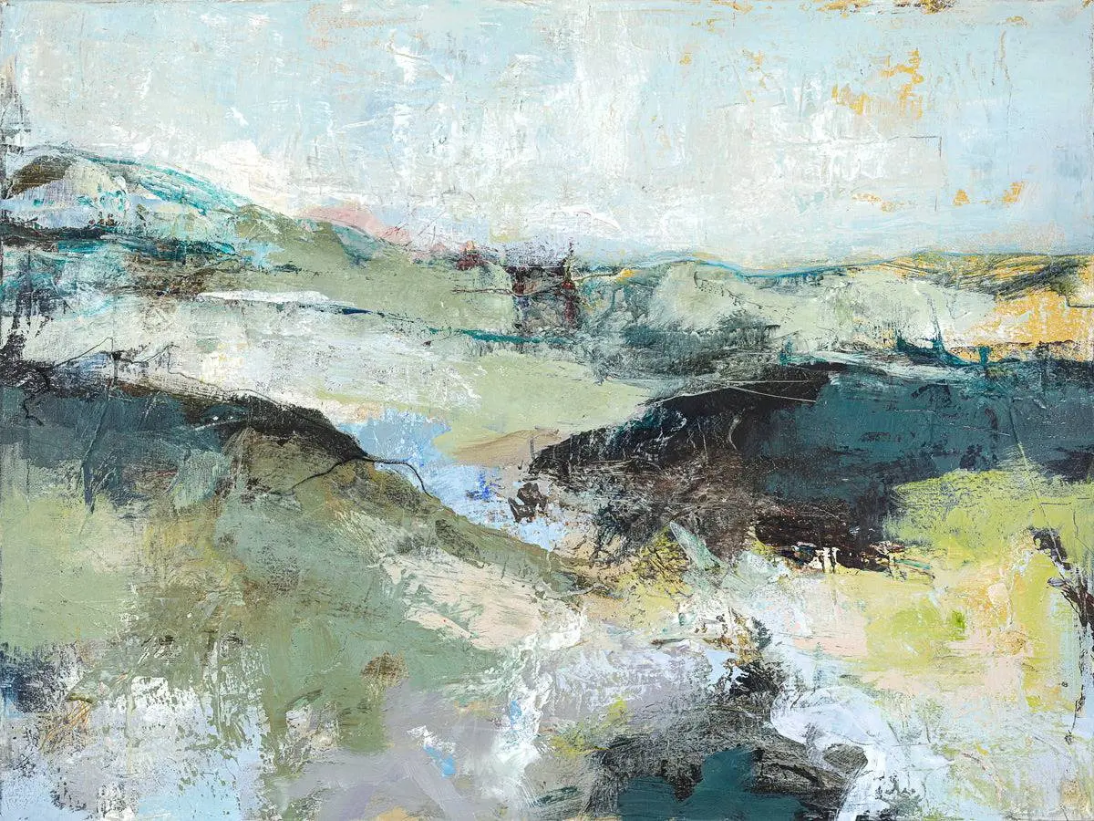 Green Mountain / Blandet maleri / 120 X 90 cm Green