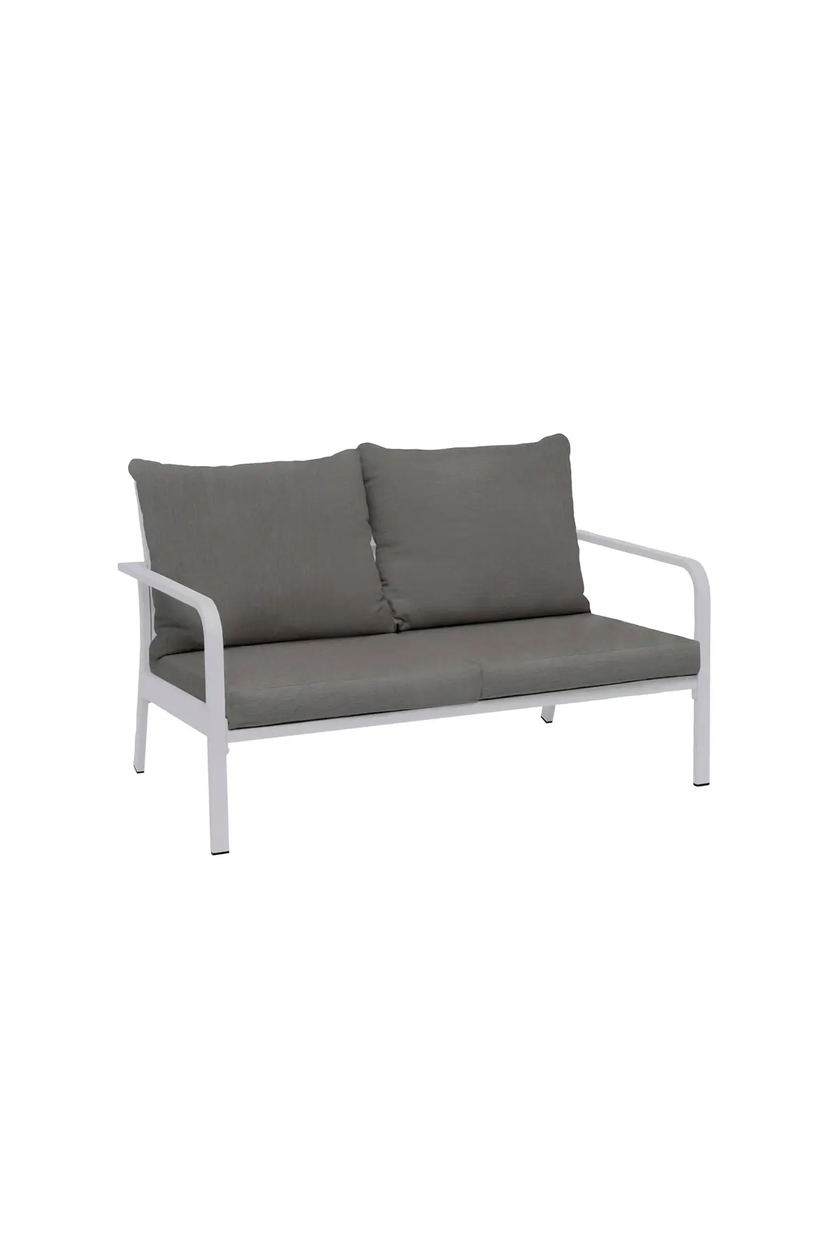 Sofa Hånger 2-seter Hvit ramme Puter grå-beige