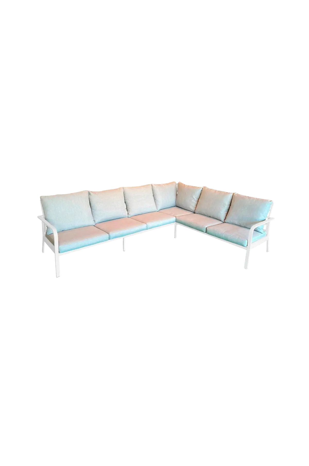 Sofa Hånger Corner Hvit ramme Puter grå-beige hvit