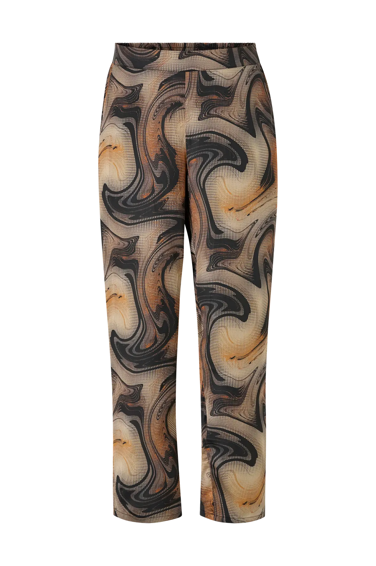 Bukse Wide Leg Brown and black swirl print