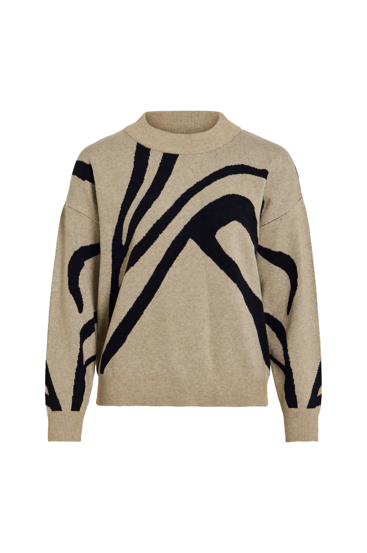 Pullover viTif Jacquard L/S Knit Top Natural melange