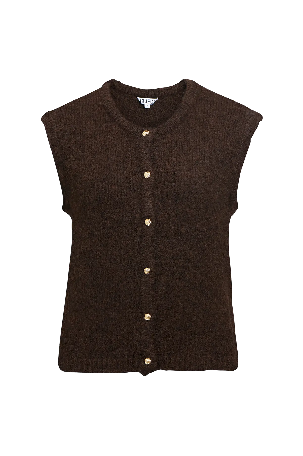 Vest objSaggia RE Knit Vest Cardigan Seal brown