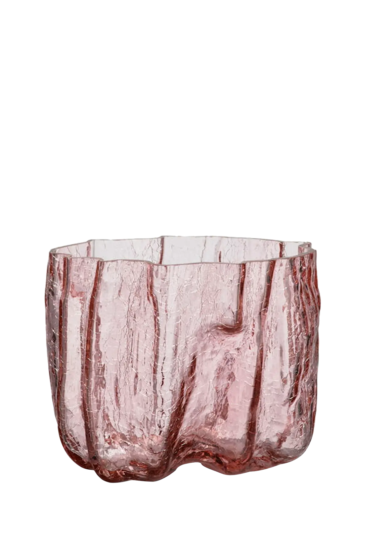 Vase Crackle H 17,5Cm Rosa