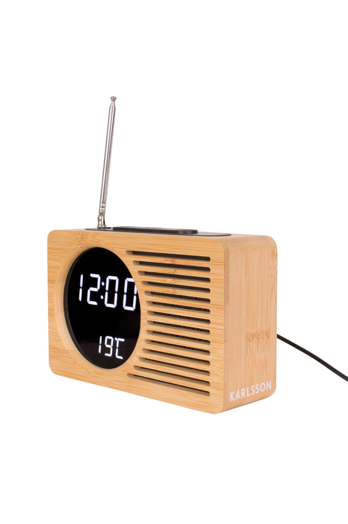 Vekkerklokke Retro Radio Bamboo