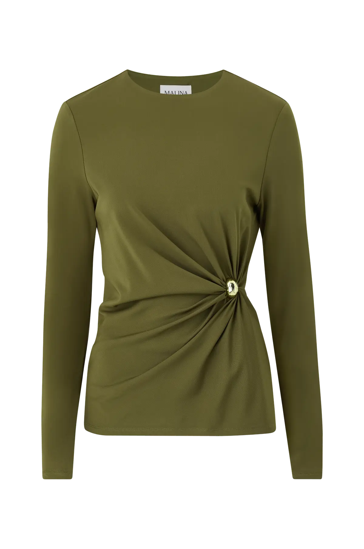 Topp Mailey Jersey Brooch Long Sleeve Olive