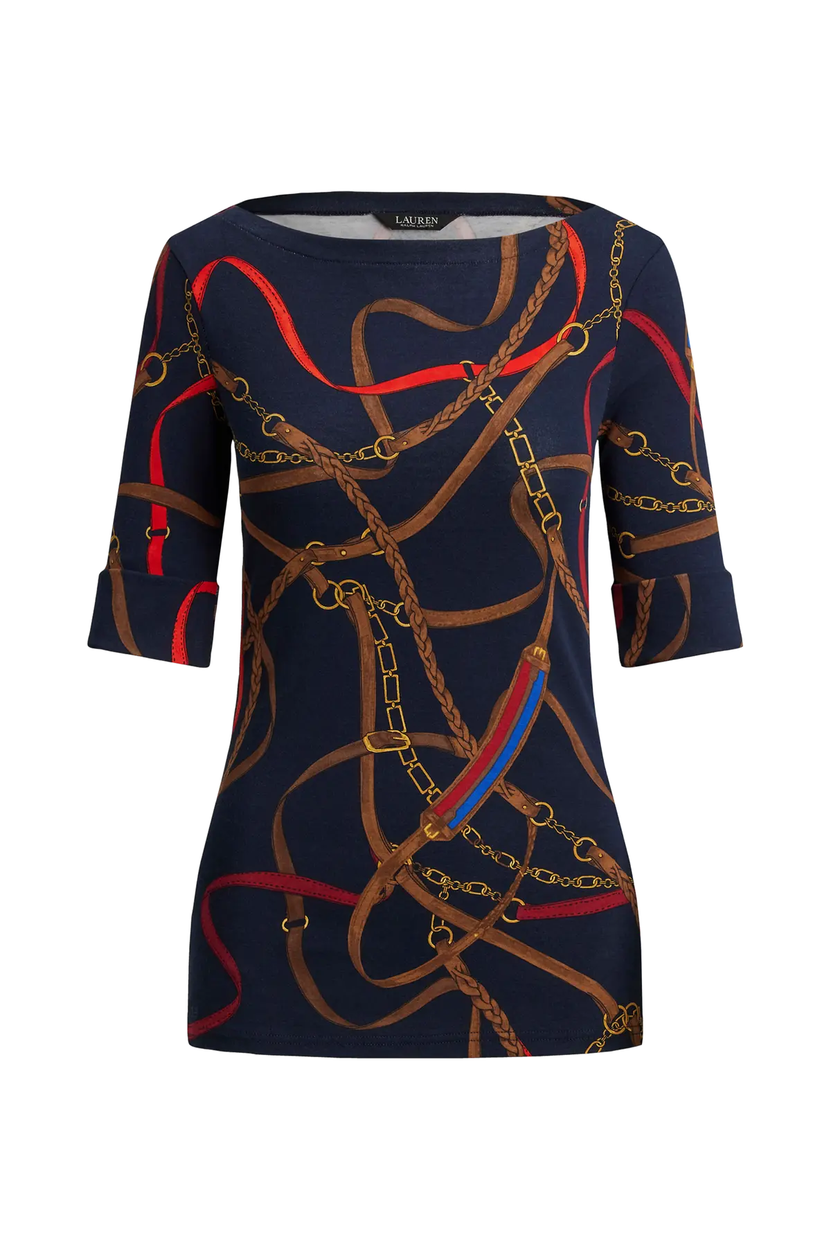 Topp Rfnd Strtch 1x1 Rib-knit Top Navy multi