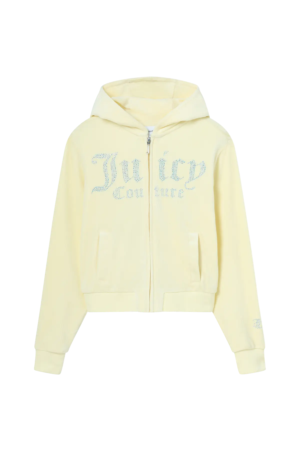 Hettegenser Velour Front Diamante Zip Thru Almond oil
