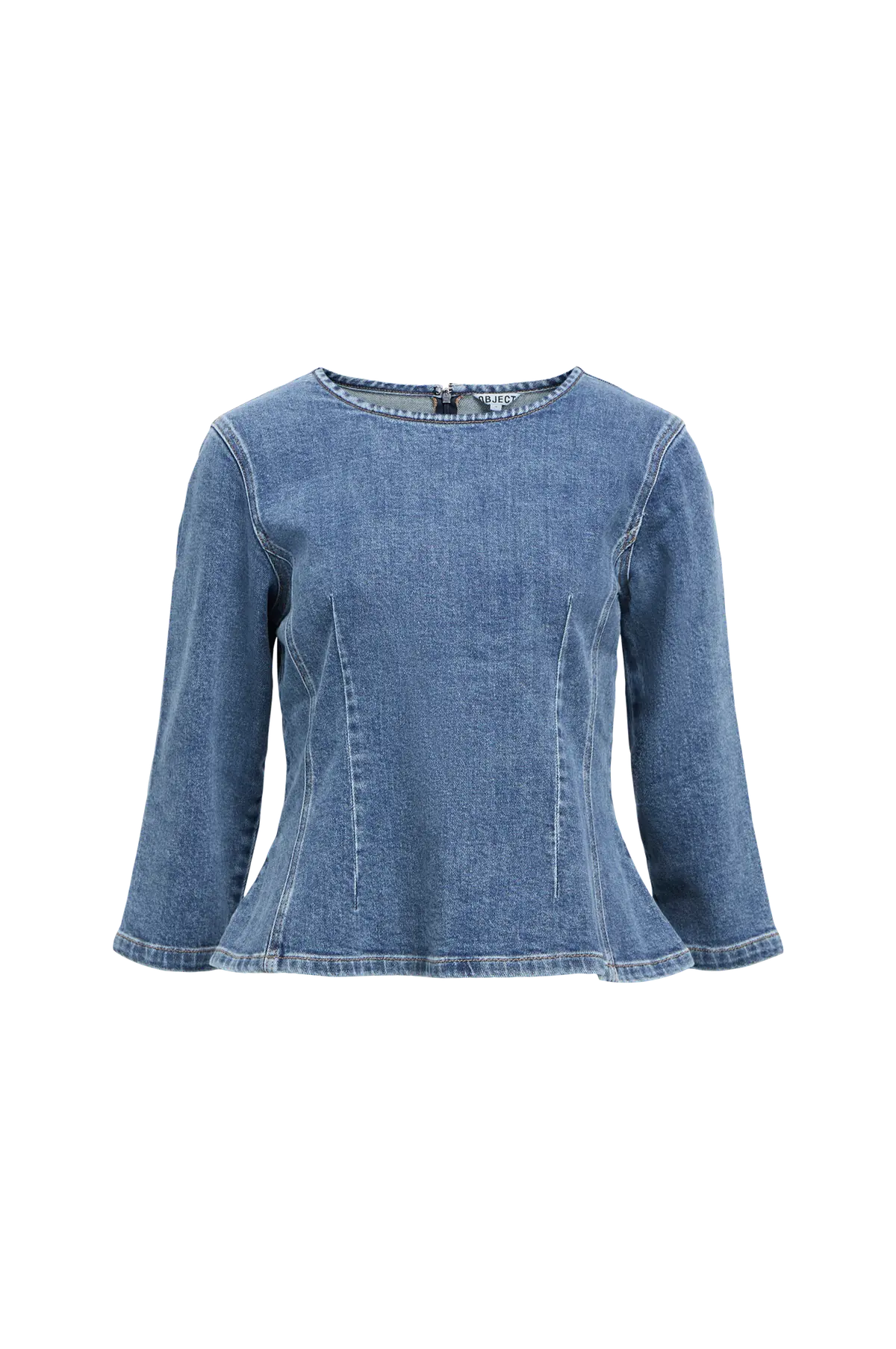 Denimbluse objRosie 2/4 RE Sculpture Medium blue denim