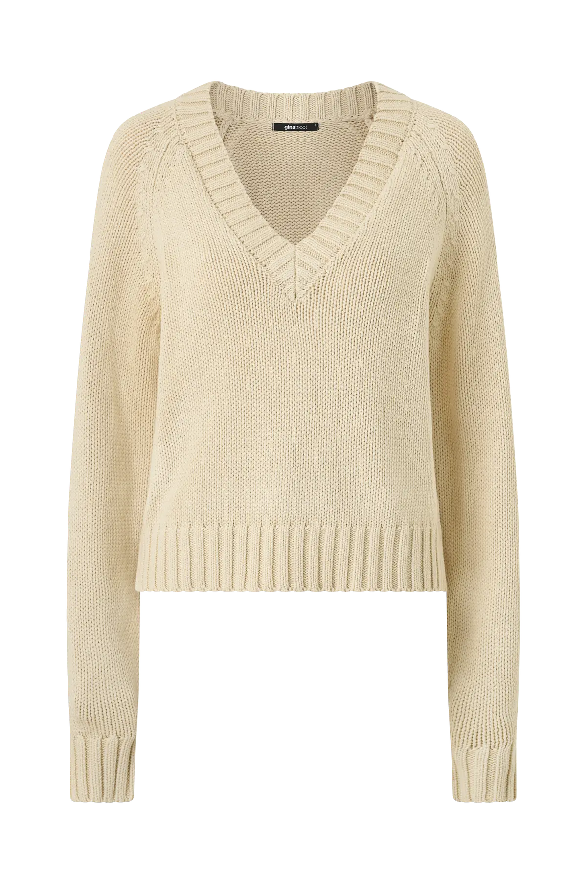 Genser V-neck Knitted Almond milk (7059)