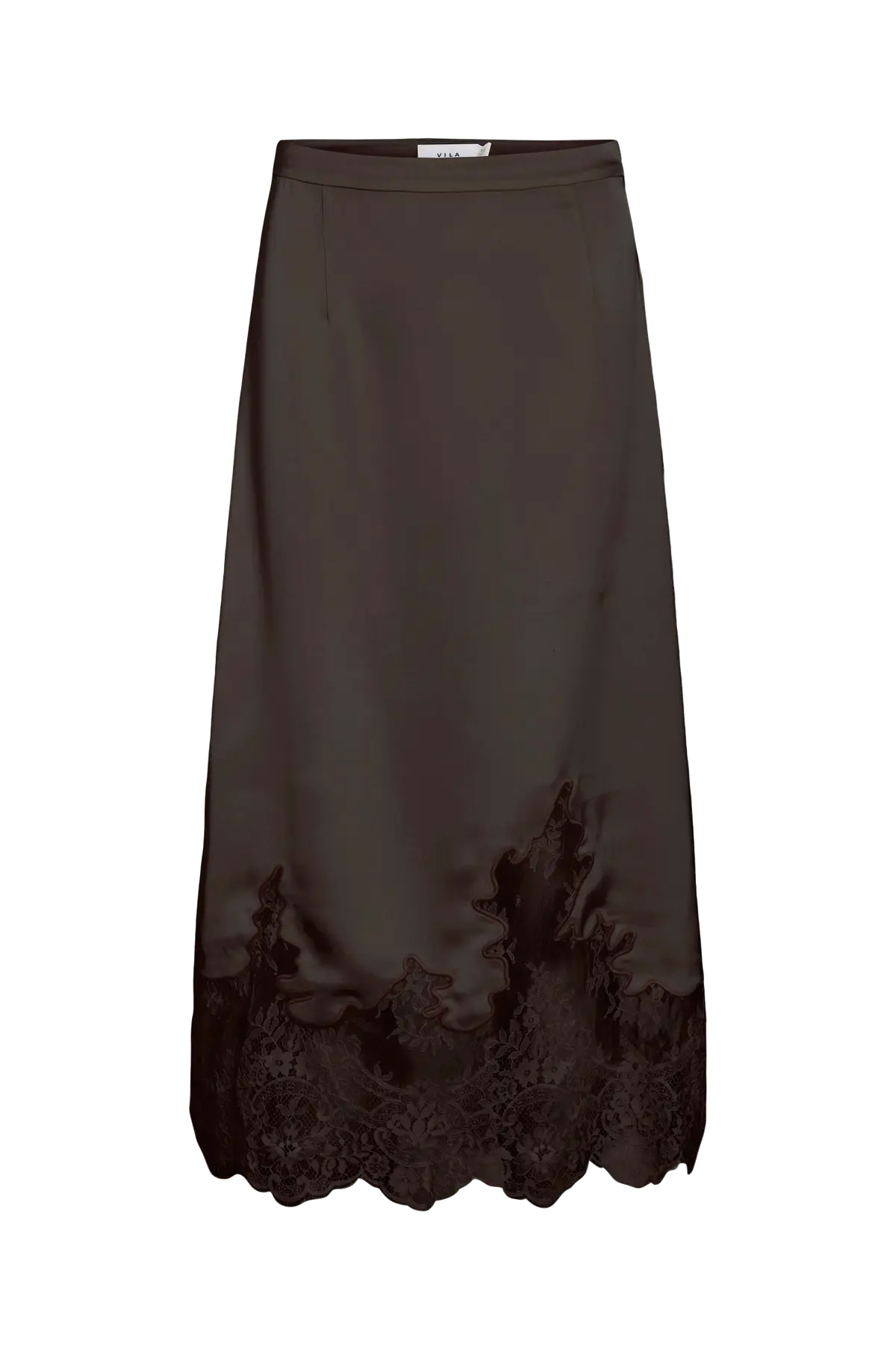 Skjørt viSabel HW Midi Lace Detail Chocolate brown