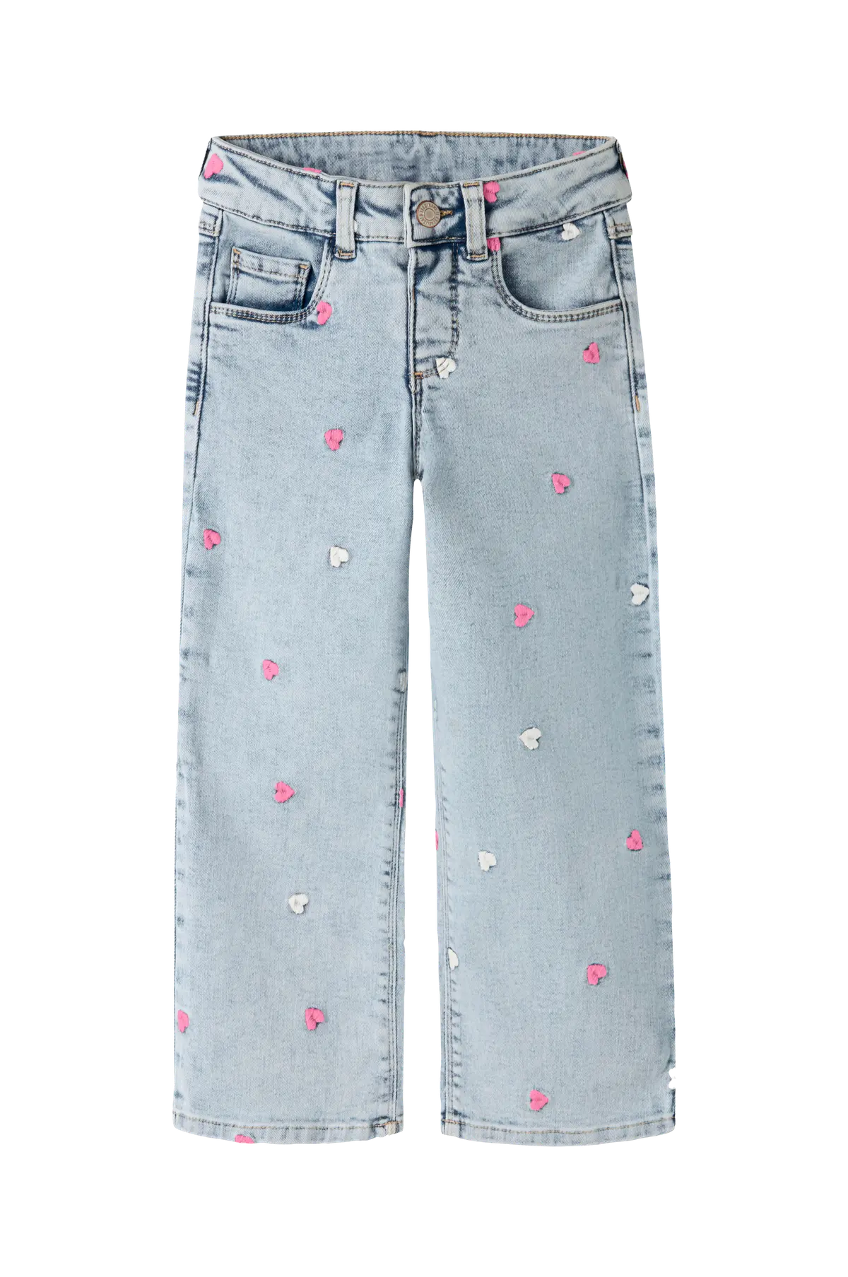 Jeans nmfRose Wide Emb 2633-fr Light blue bleached denim