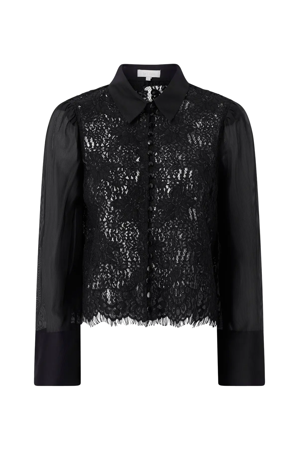 Blondebluse Striped Organza Lace Shirt 099 - black