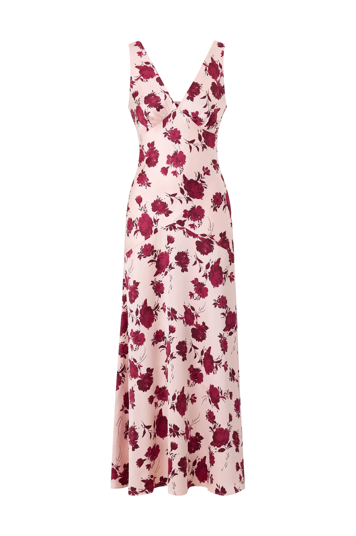 Maxikjole Sleeveless Satin Maxi Dress Block flowers (3592)