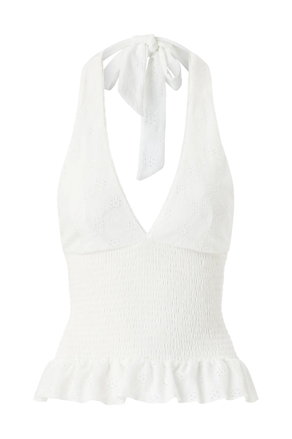 Halternecktopp Broderie Anglaise Offwhite (1420)