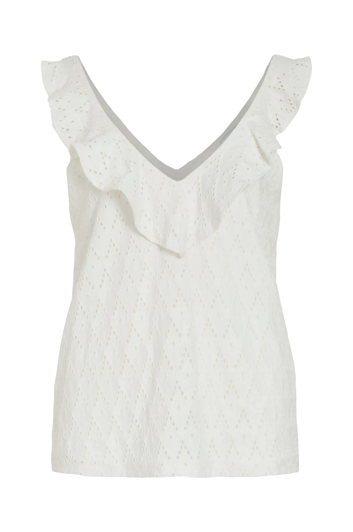 Topp viAmalina V-neck S/L Flounce Snow white