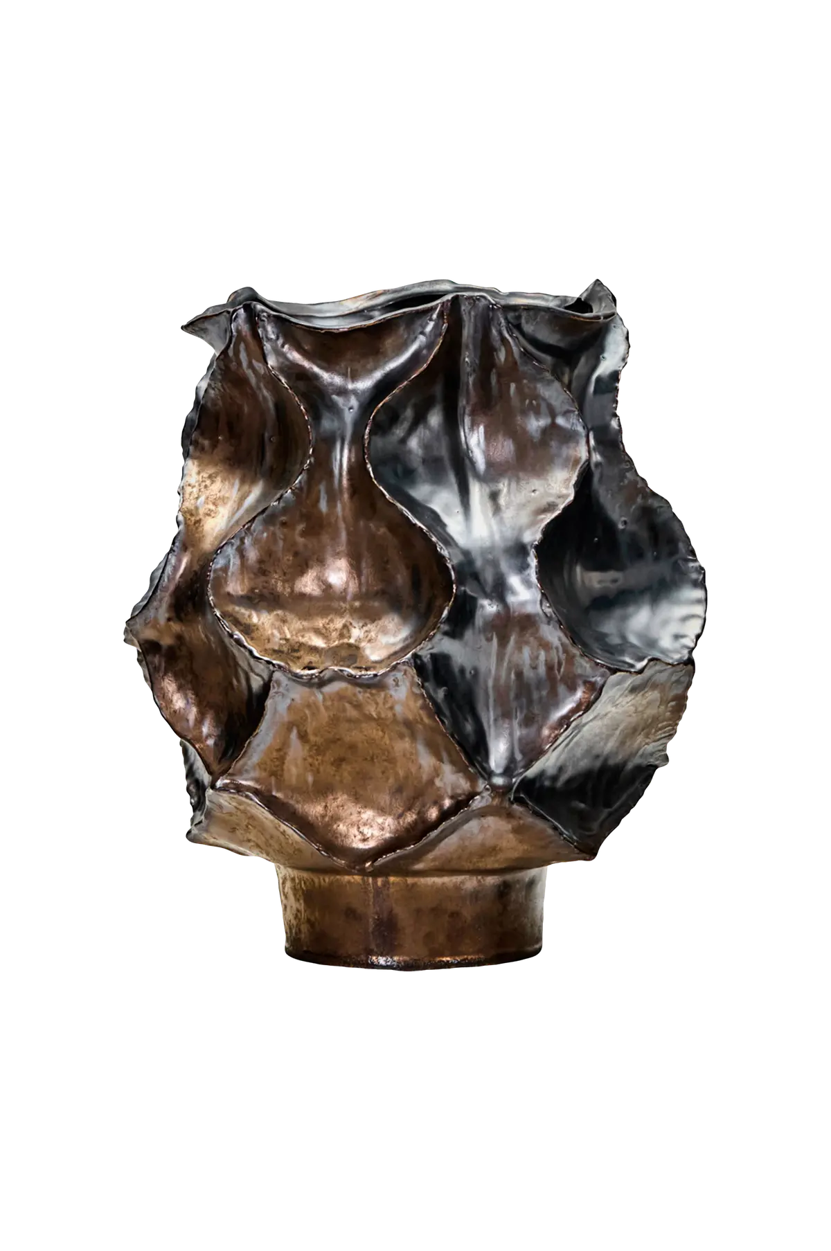 Vase, Hdwaves, 29,5x30 cm Antikk metallisk