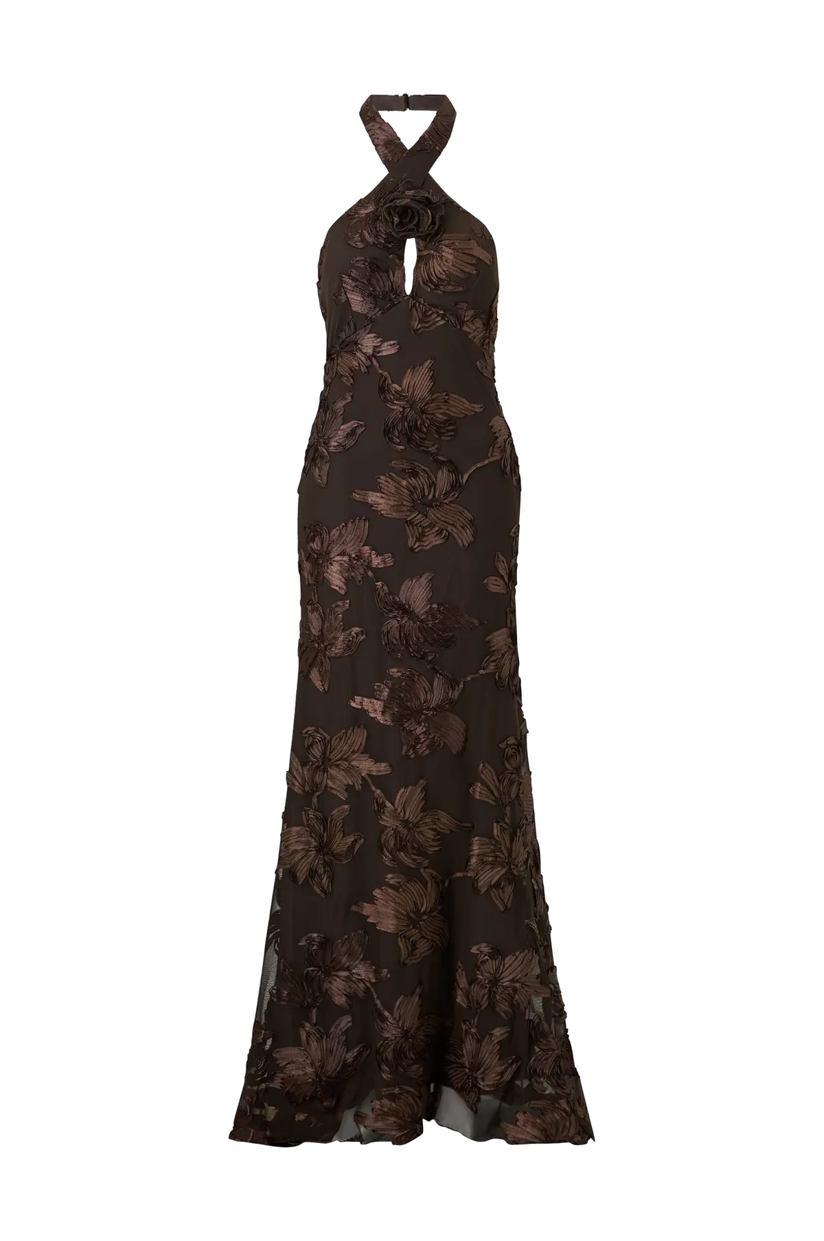 Halterneck Embroidered Gown