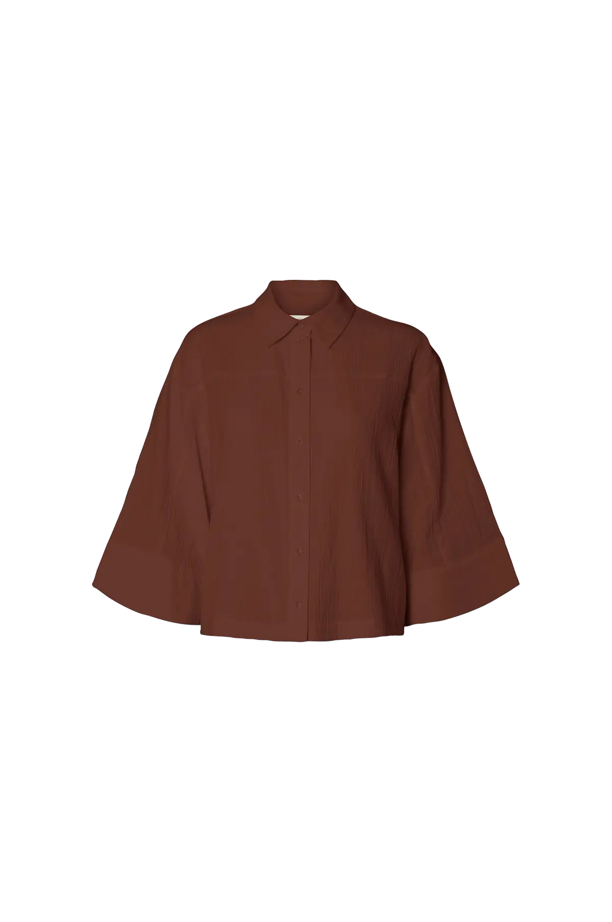 Skjorte slfFinnie Relaxed 3/4 Cherry mahogany