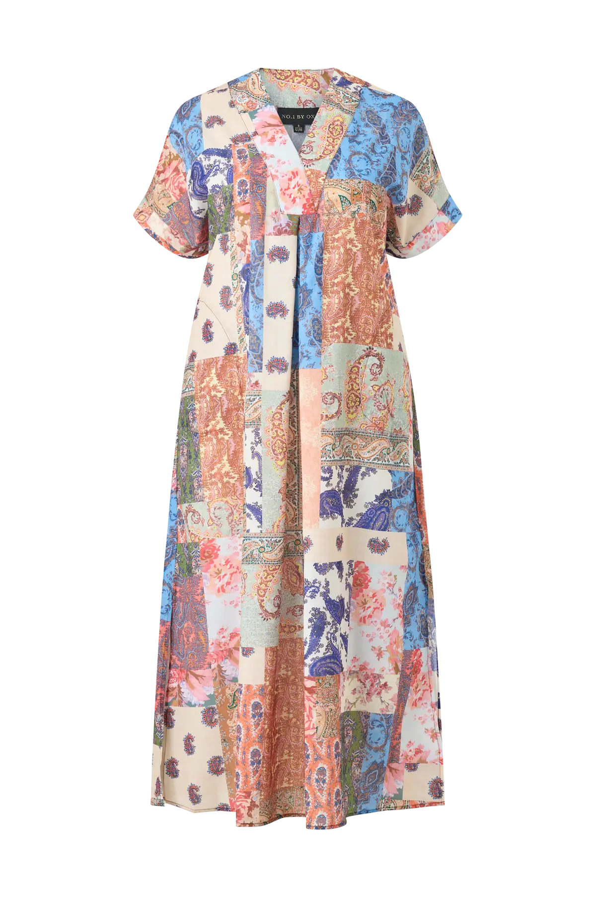 Maxikjole Long Dress w Slits Patchwork print