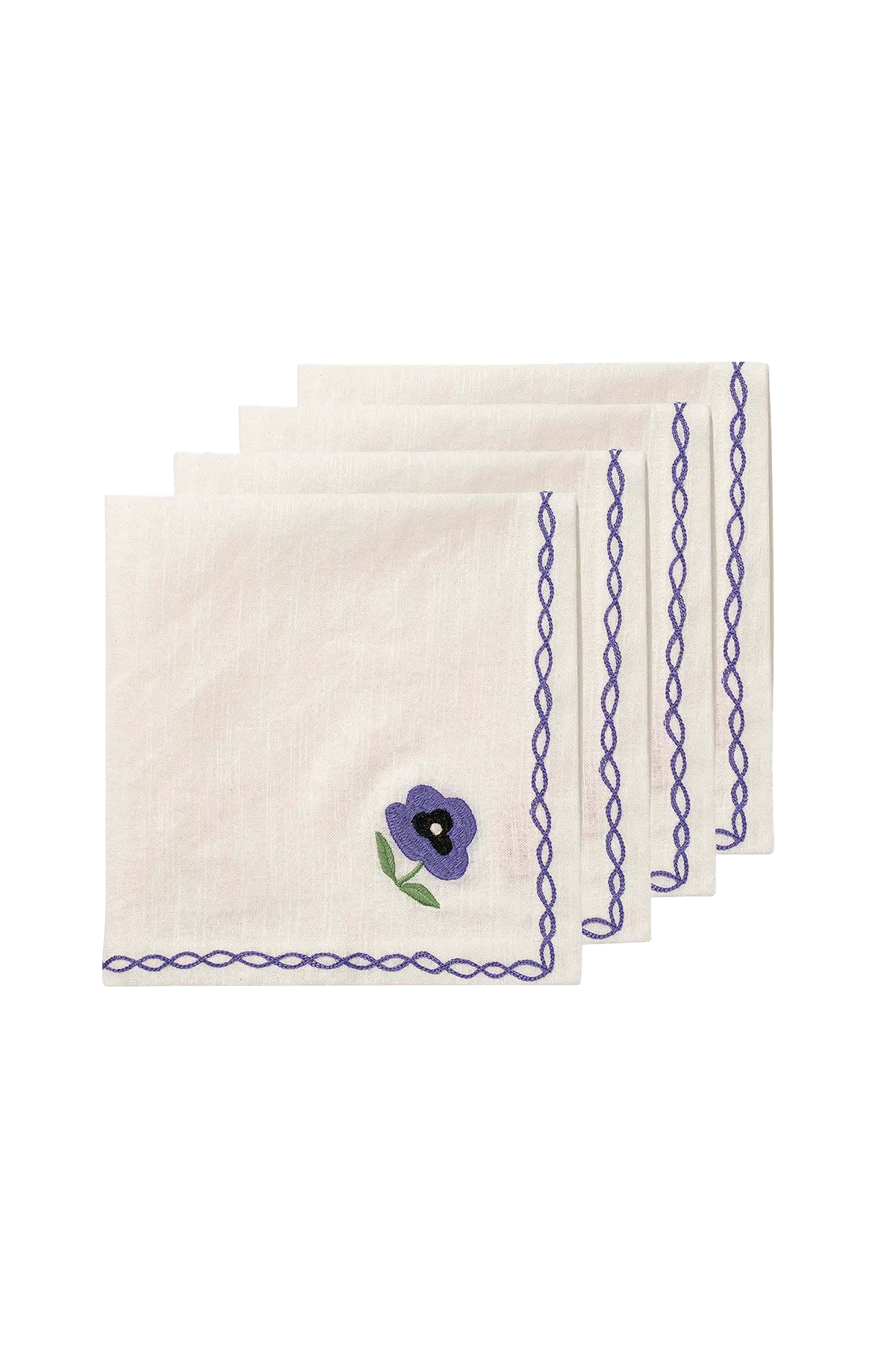 Serviett 4Pk Madelen Möllard Pansy Blå
