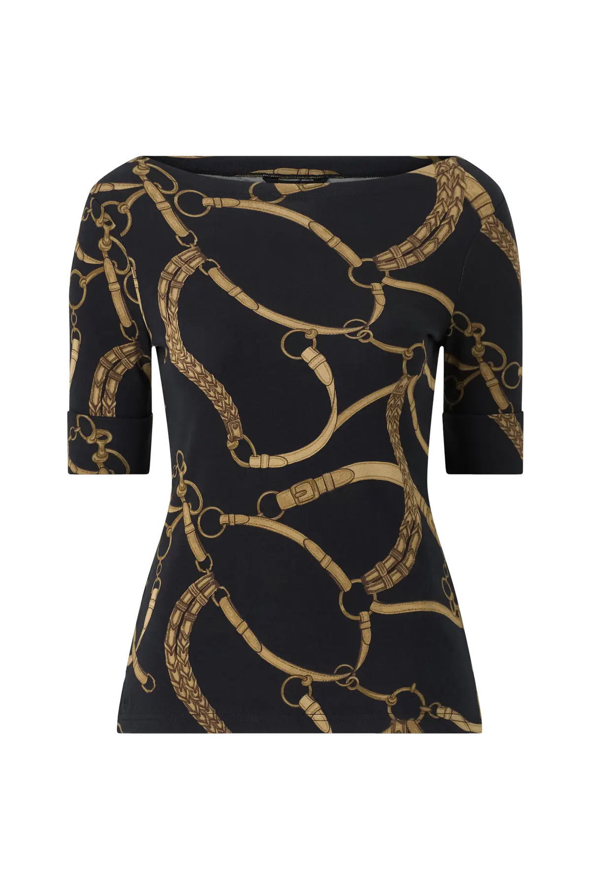 Topp Refined Str 1x1 Rib-Knt-T-Shirt Black/tan