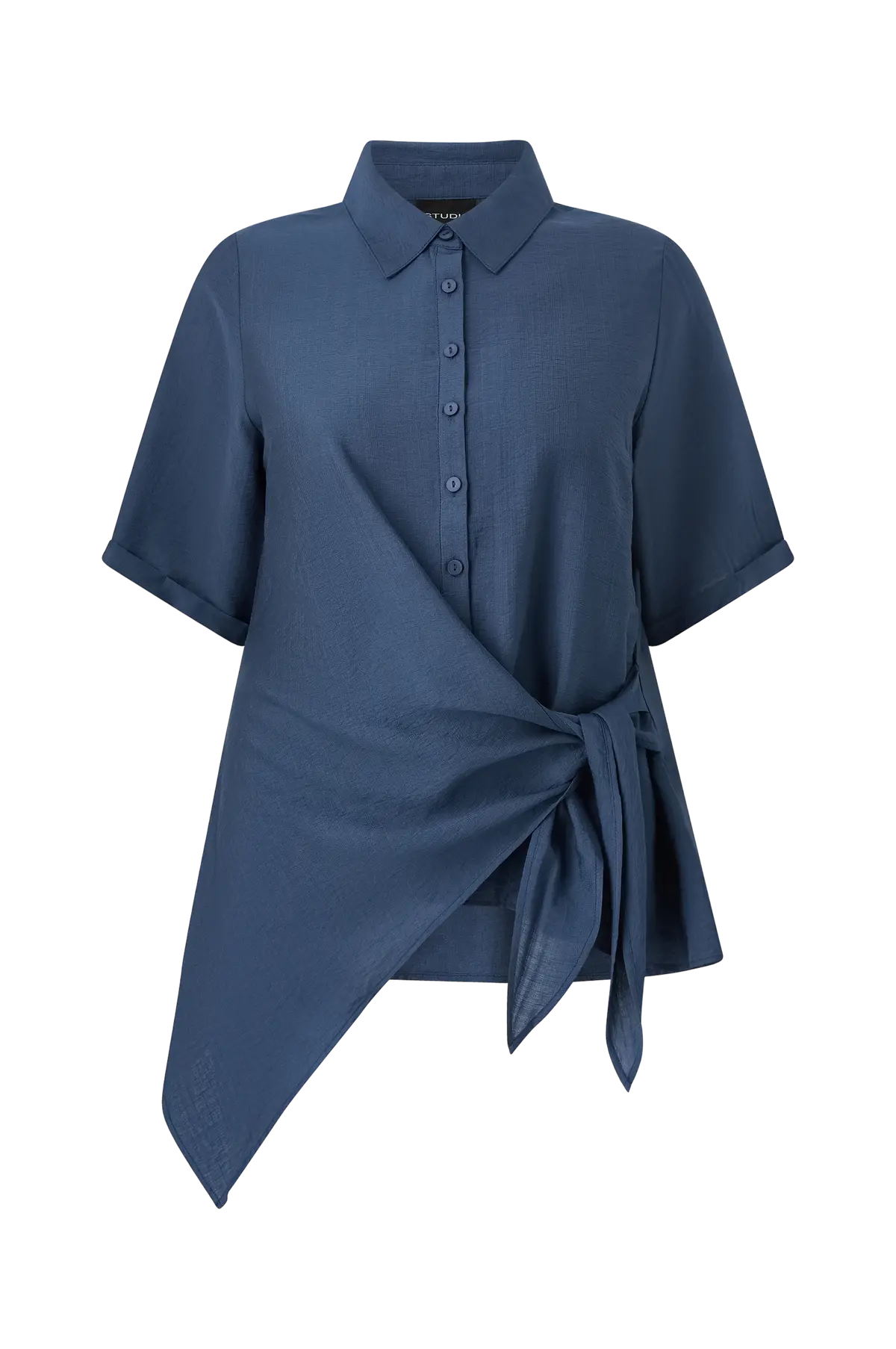 Bluse SOda Shirt with knot Blue