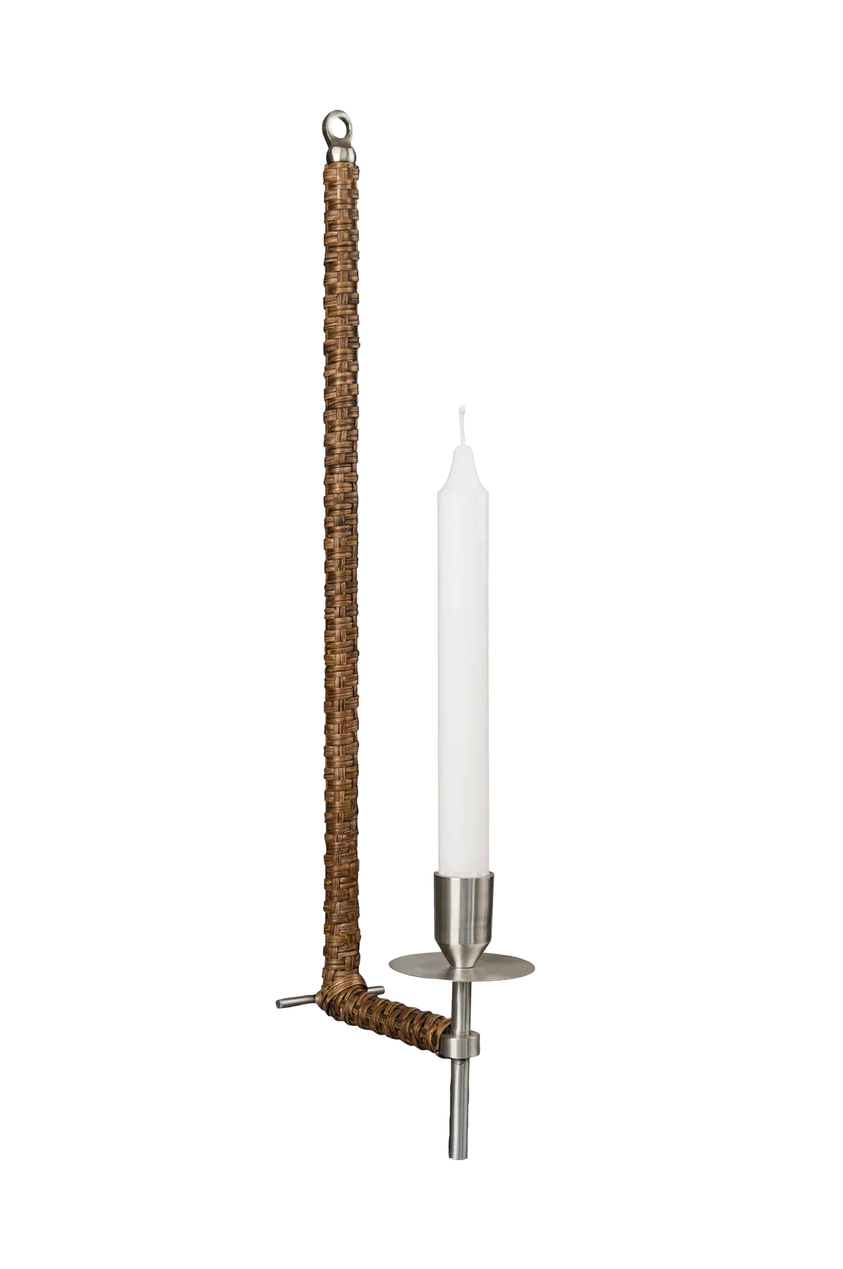 Vegglampe børstet stål/flettet Sølv