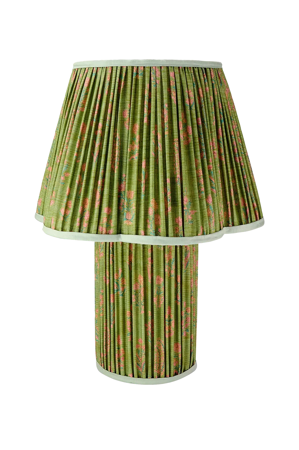 Myra-lampe, stor, silke, smørblomst Grønnrosa