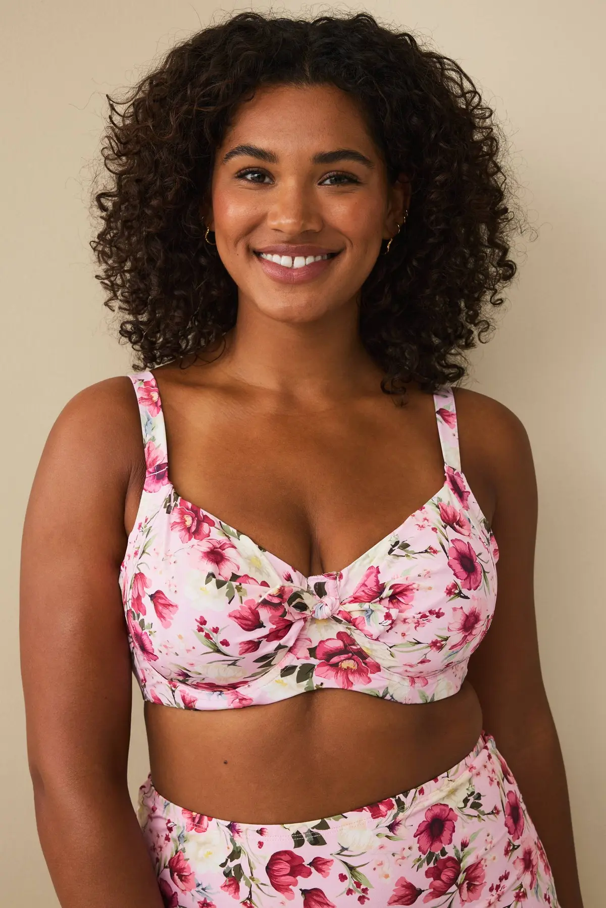 Bikini-BH med brakett Rosa blomster