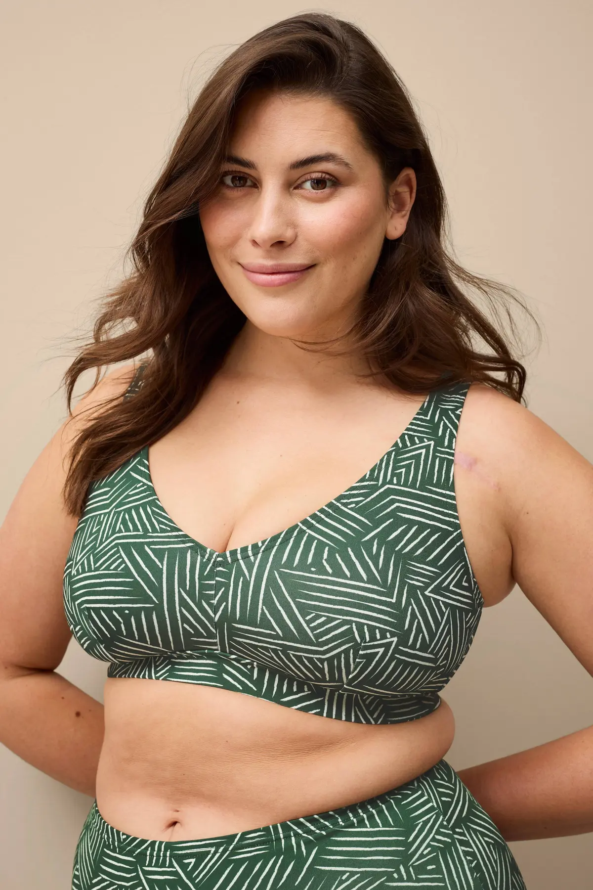 Myk bikini-BH Grønnmønstret
