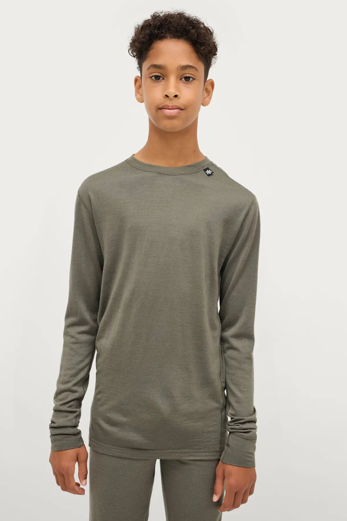Undertrøye Merino Wool UW LS Tee Kids Mørk olivengrønn