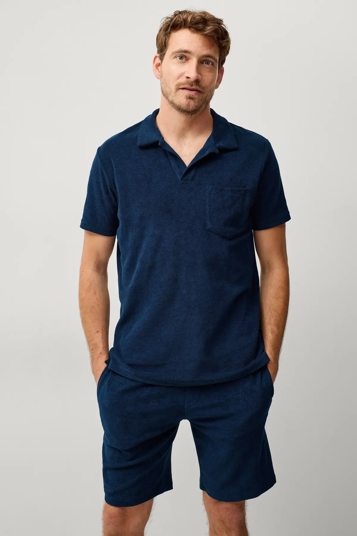 Frottéshorts Marineblå