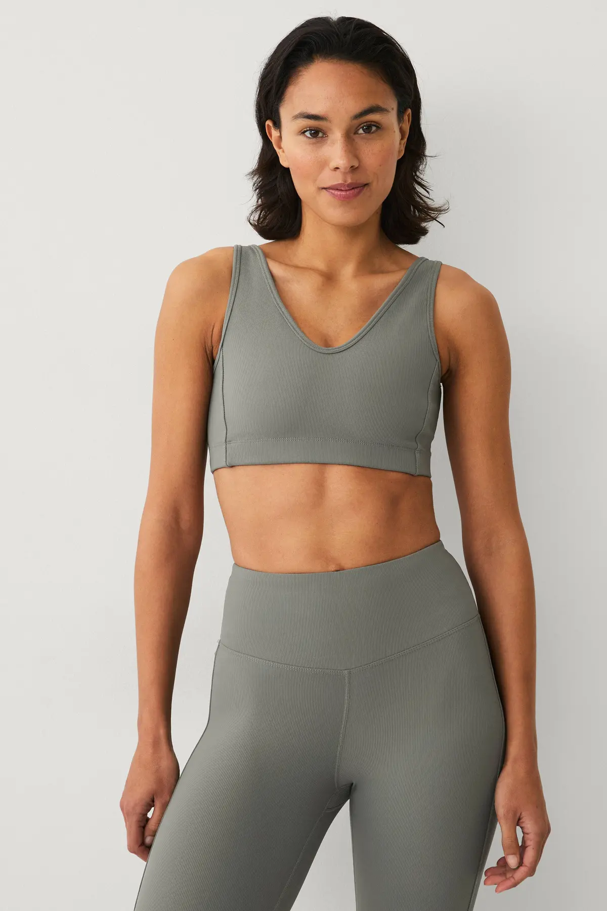 Sports-BH V-neck Structure Grågrønn
