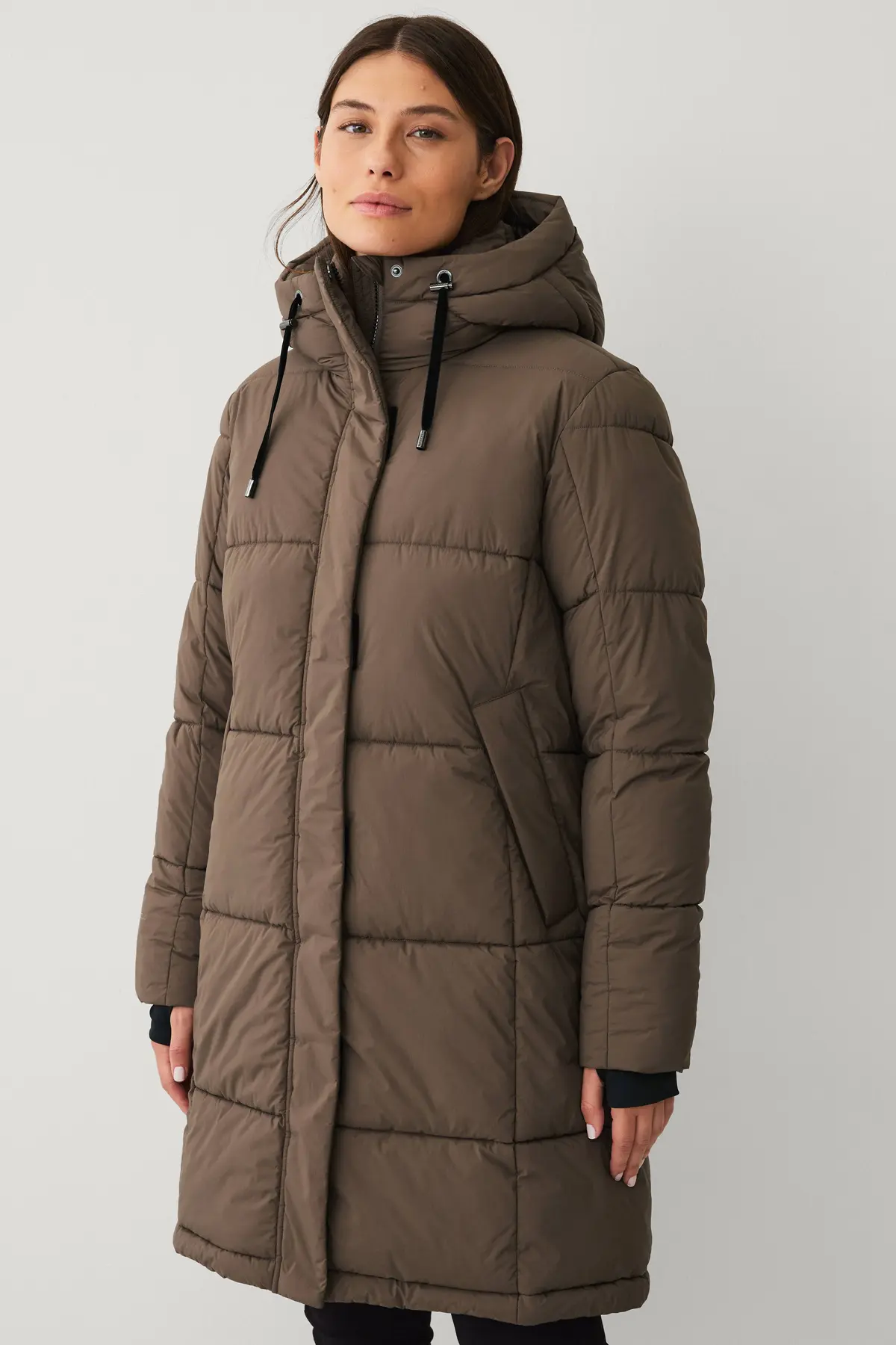 Jakke Gold Warm Parka Matte Sjokoladebrun