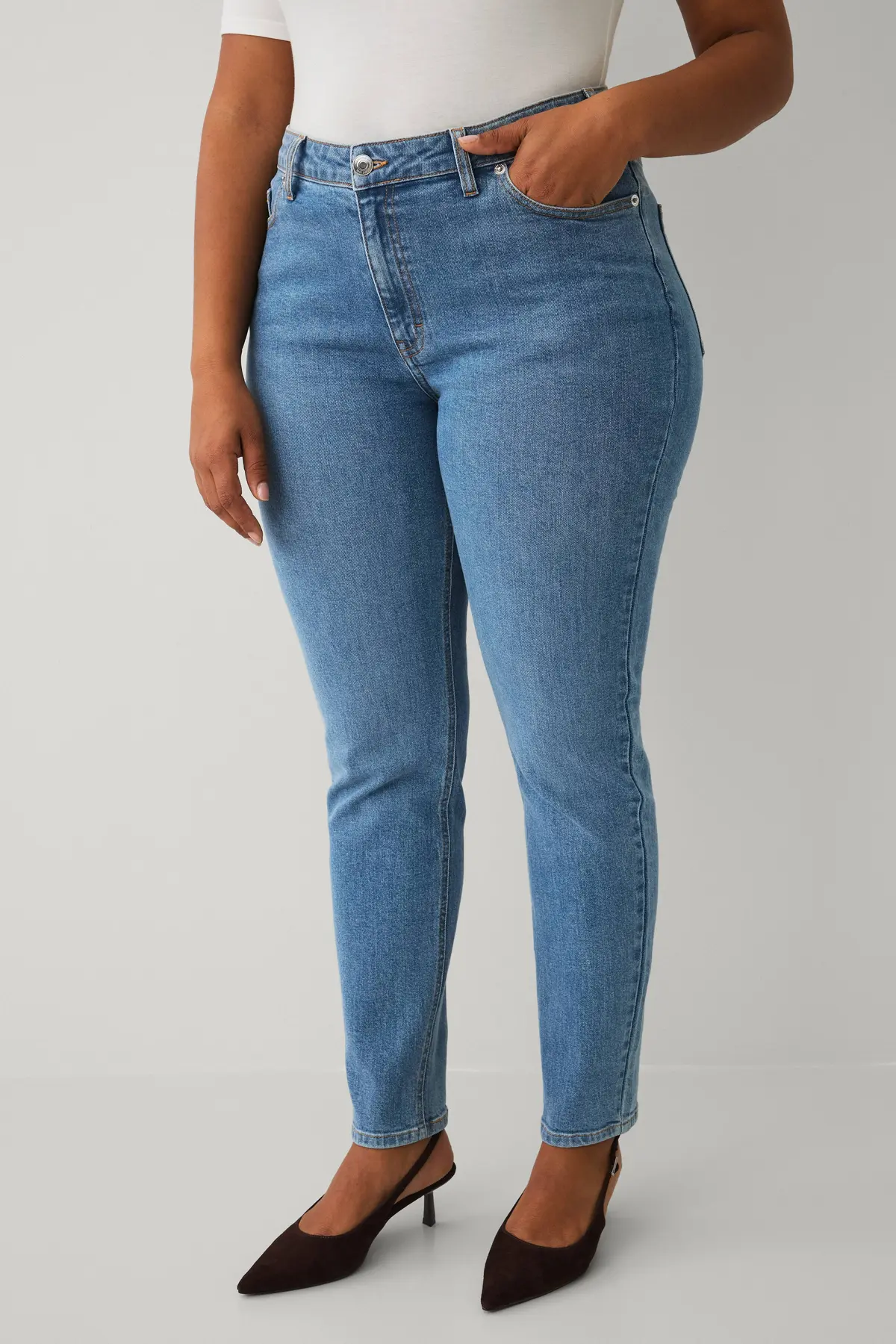slim jeans med høy midje Lys blå