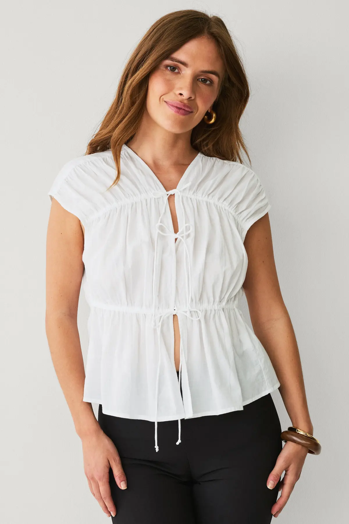 Bluse med lisser Hvit