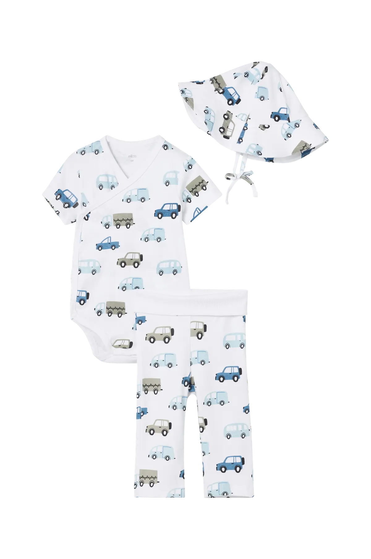 Startsett for baby 3 deler Hvit med biler