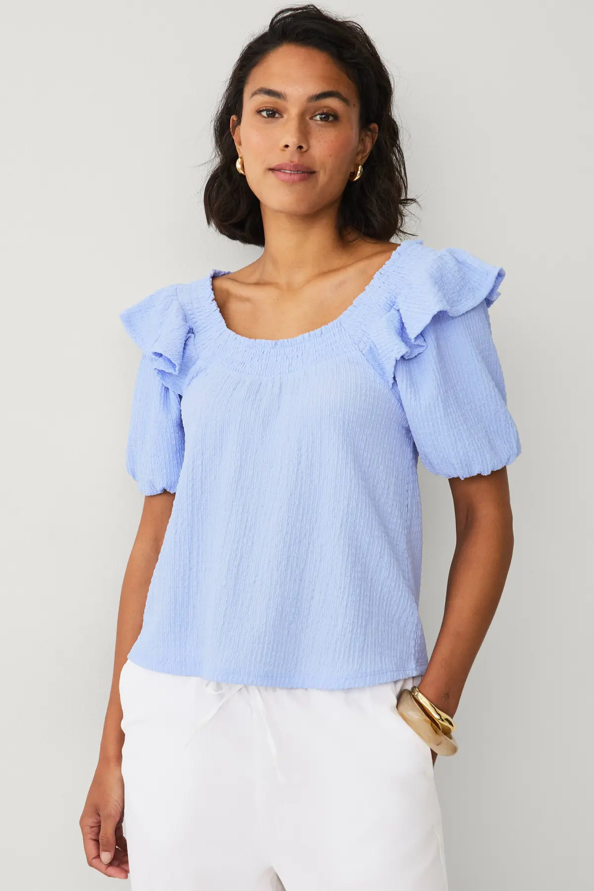 Off shoulder-topp Blå